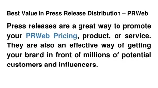 best value in press release distribution prweb
