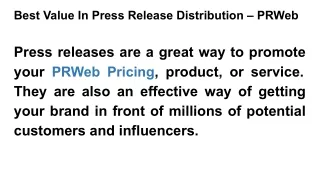 best value in press release distribution prweb