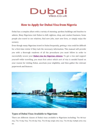 How to Apply for Dubai Visa from Nigeria