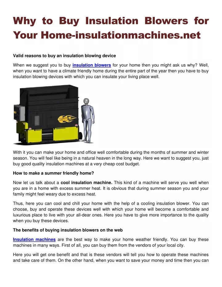 why to buy insulation blowers for your home