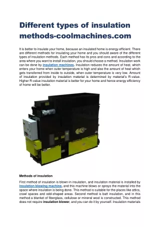 different types of insulation methods