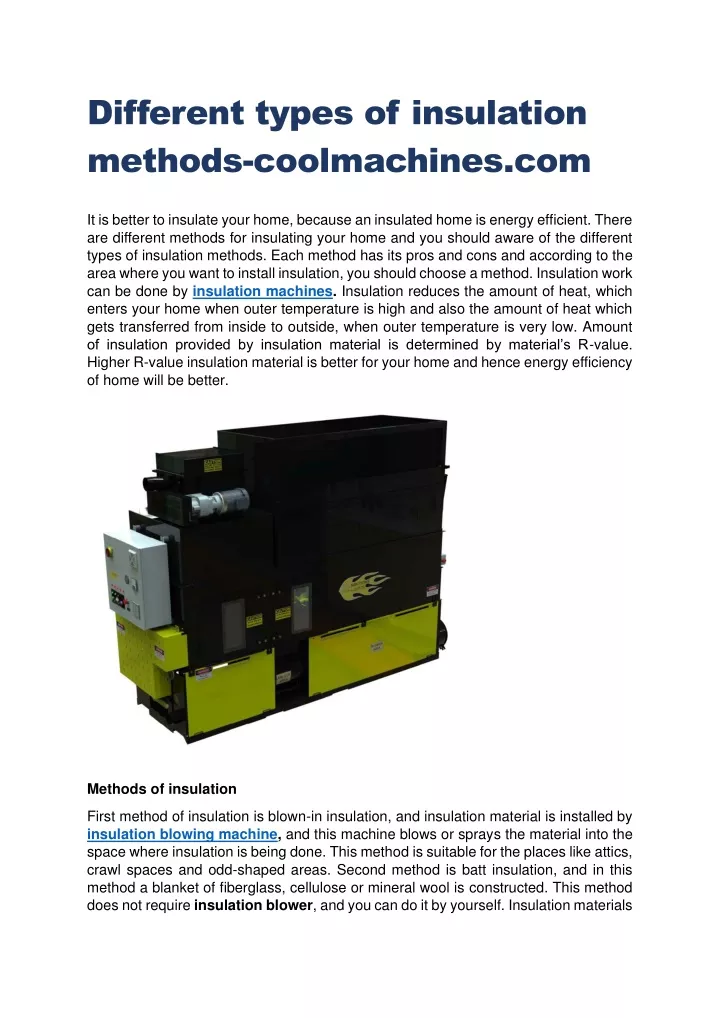 different types of insulation methods