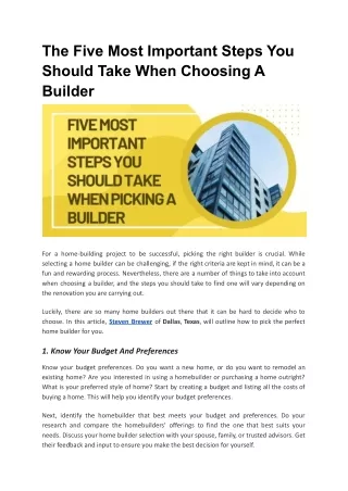 the five most important steps you should take