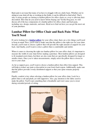 Lumbar Pillow For Office Chair And Back Pain What You'll Need