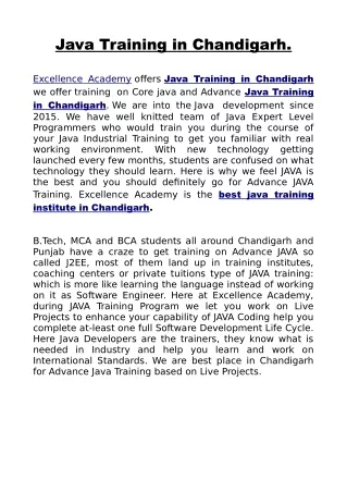 Java Training in Chandigarh