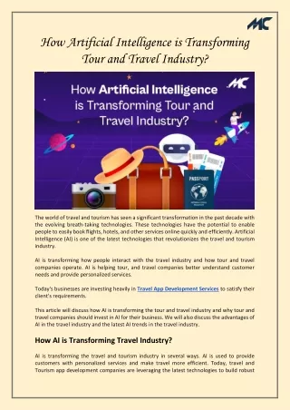 How Artificial Intelligence is Transforming Tour and Travel Industry