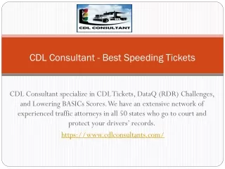 CDL Consultant - Best Speeding Tickets