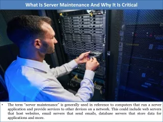 What Is Server Maintenance and Why It Is Critical
