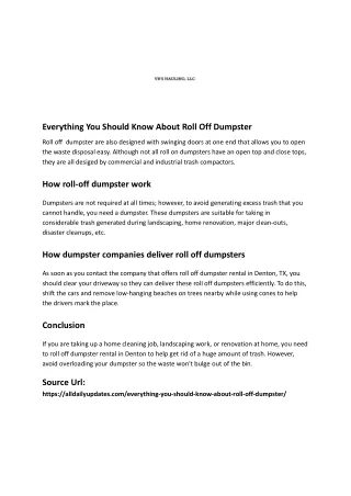 everything you should know about roll off dumpster