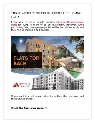 tips to avoid being tricked while purchasing flats