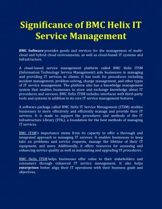 significance of bmc helix it service management