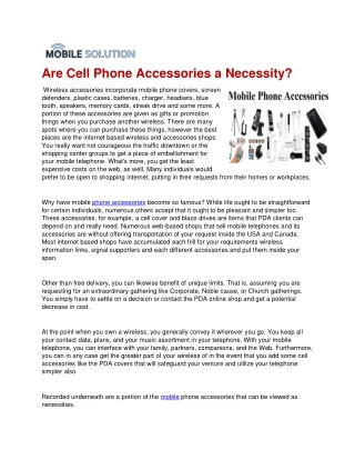 Are Cell Phone Accessories a Necessity