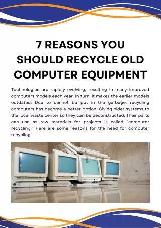 7 Reasons You Should Recycle Old Computer Equipment