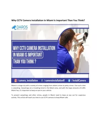why cctv camera installation in miami