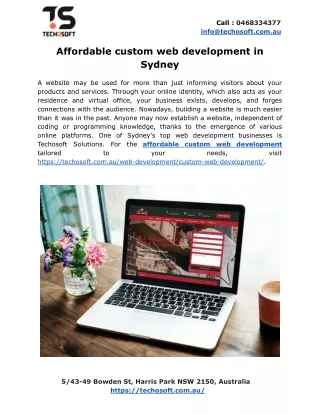 Affordable custom web development in Sydney