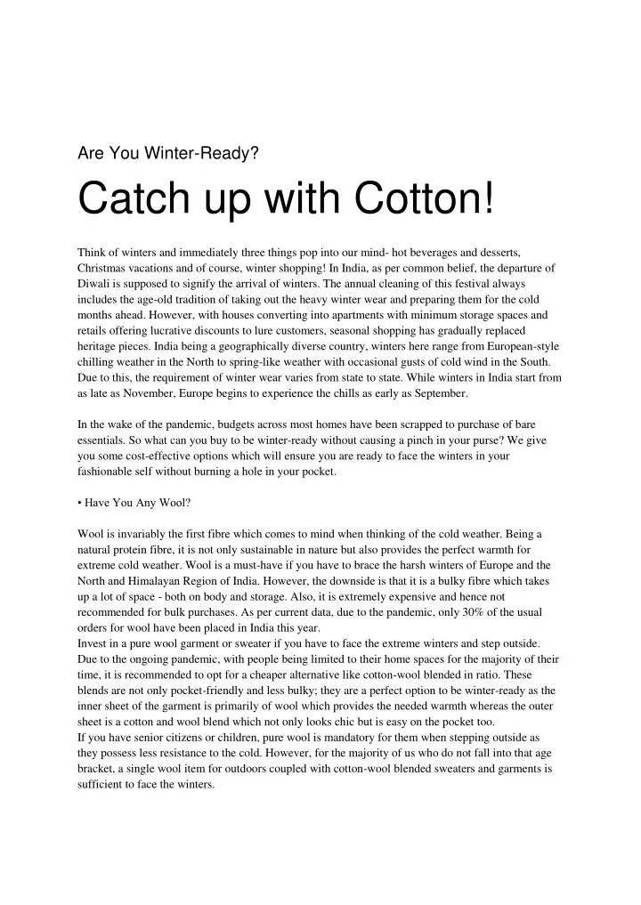 are you winter ready catch up with cotton