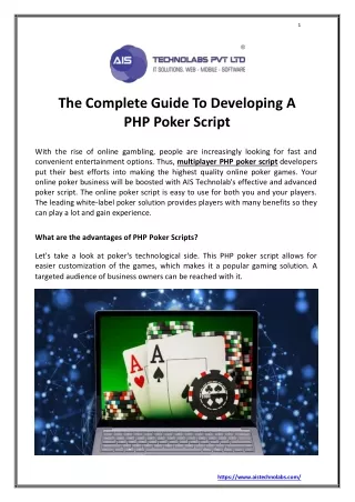 The Complete Guide to Developing a PHP Poker Script
