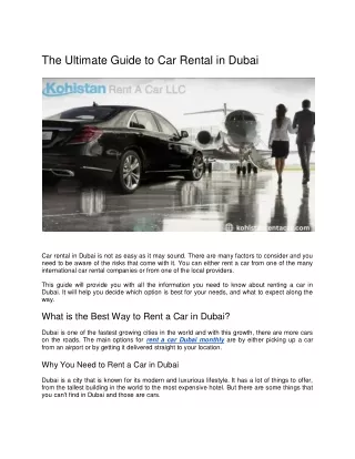 The Ultimate Guide to Car Rental in Dubai