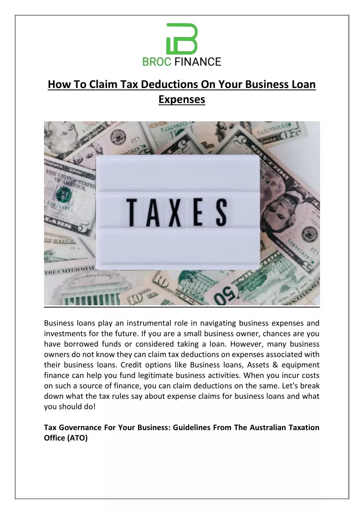 how to claim tax deductions on your business loan