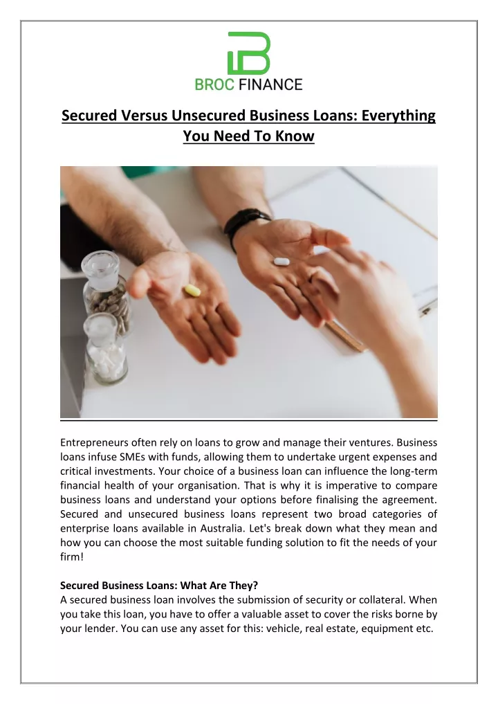 secured versus unsecured business loans