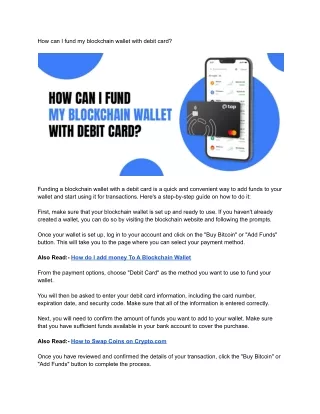 how can i fund my blockchain wallet with debit