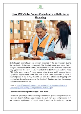 how smes solve supply chain issues with business