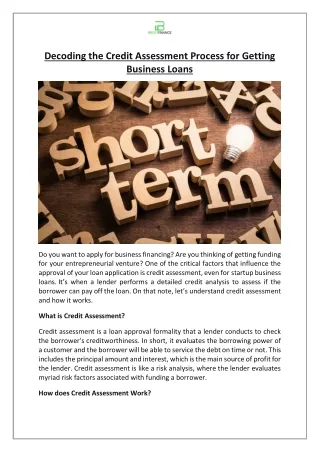 decoding the credit assessment process