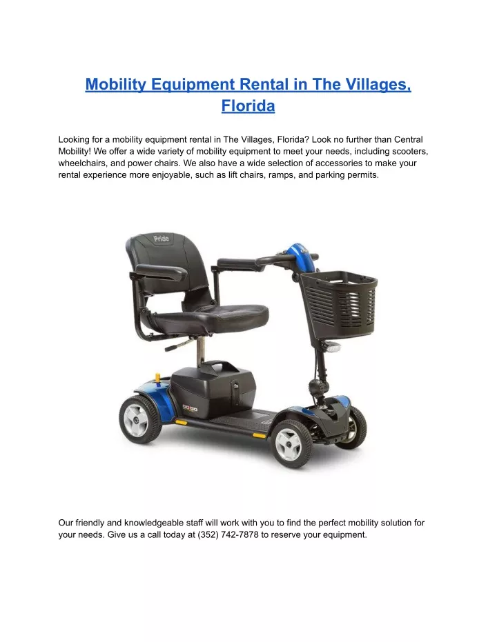 mobility equipment rental in the villages florida