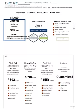 Buy Plesk License at 40% Discount - ZNetLive