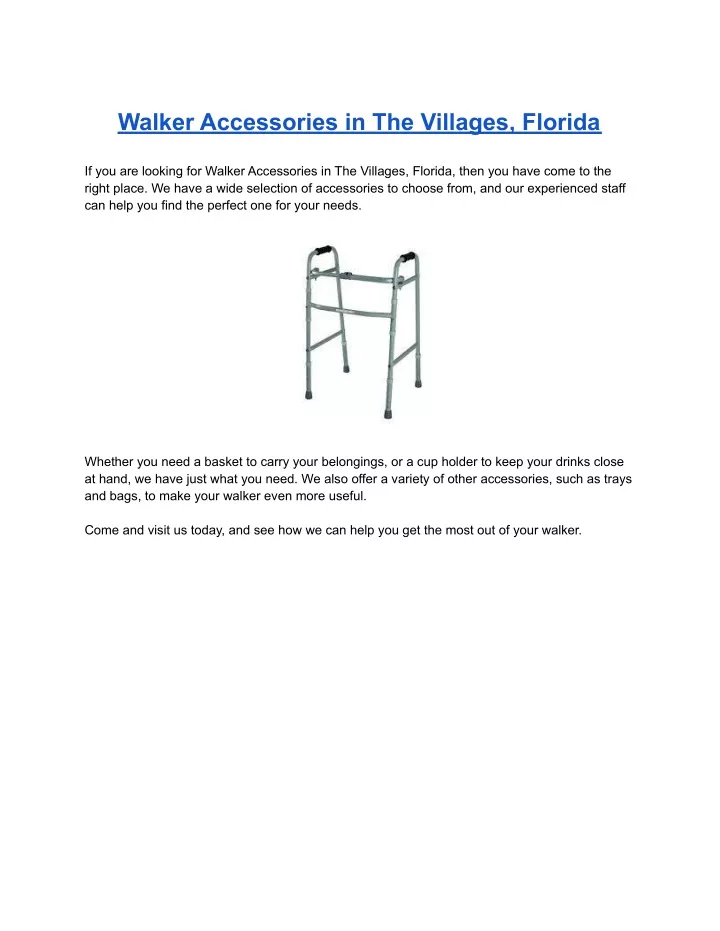 walker accessories in the villages florida