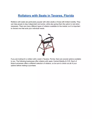 rollators with seats in tavares florida