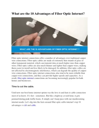 what are the 10 advantages of fiber optic internet