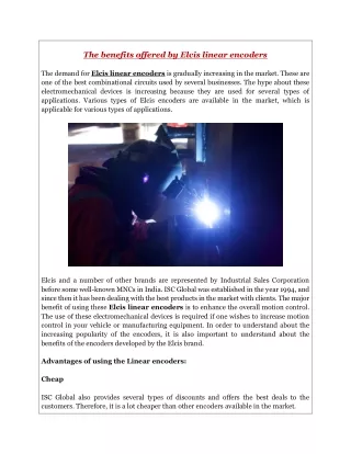 the benefits offered by elcis linear encoders