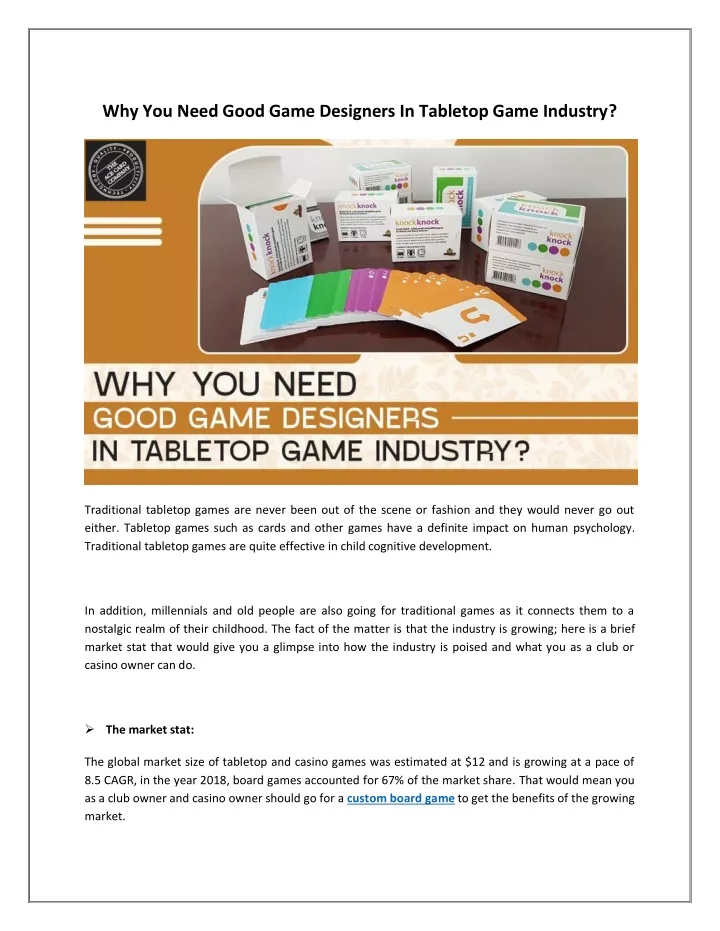 why you need good game designers in tabletop game