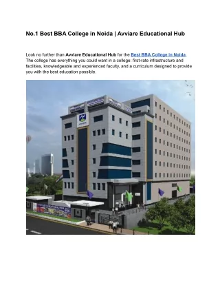 No.1 Best BBA College in Noida | Avviare Educational Hub