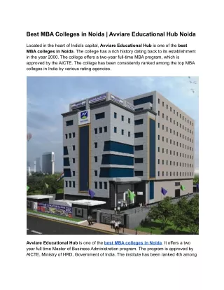 Best MBA Colleges in Noida | Avviare Educational Hub Noida