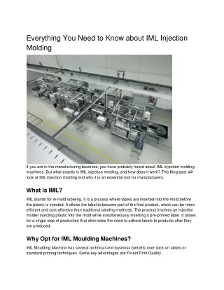 Everything You Need to Know about IML Injection Molding