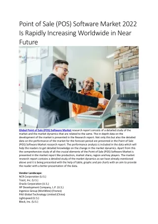 point of sale pos software market 2022 is rapidly