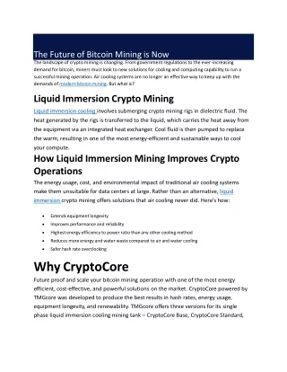 The Future of Bitcoin Mining is Now