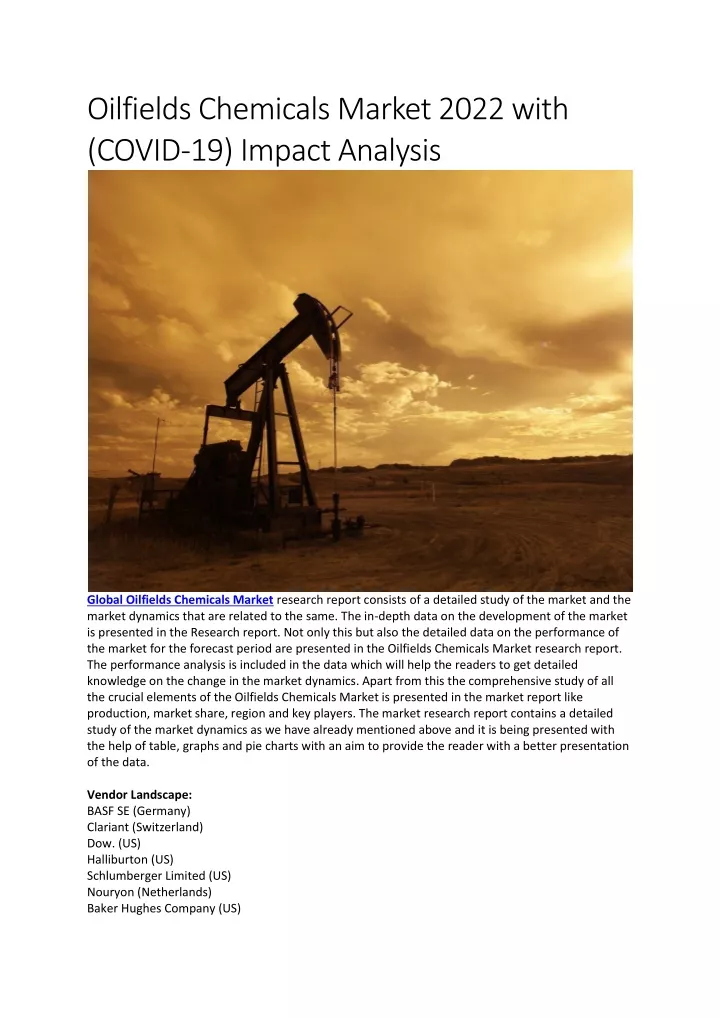oilfields chemicals market 2022 with covid