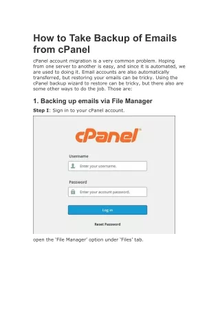 how to take backup of emails from cpanel