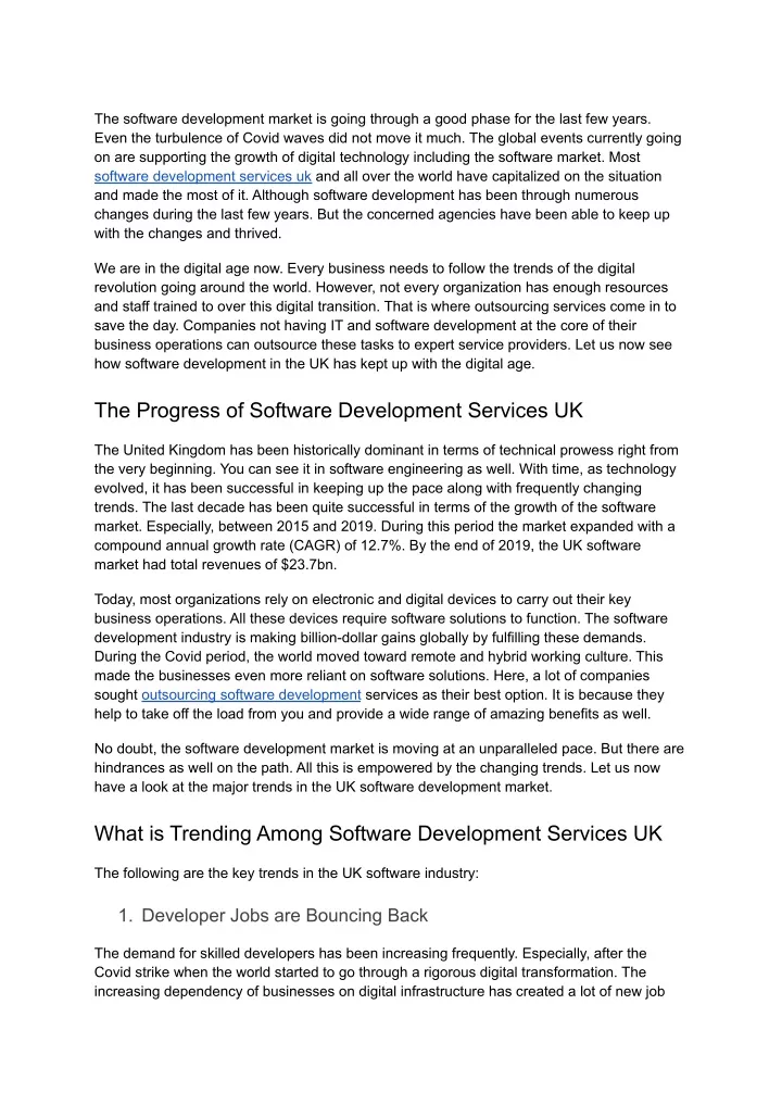 the software development market is going through