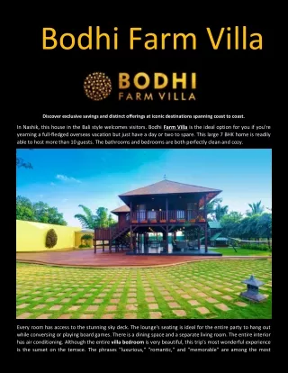 Bodhi Farm Villa - Best Luxury Farm Villas in Nashik
