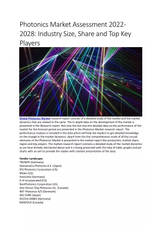 photonics market assessment 2022 2028 industry