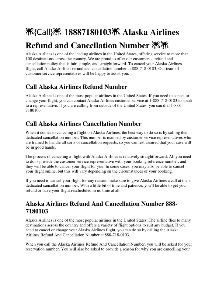 call 1 8887180103 alaska airlines refund