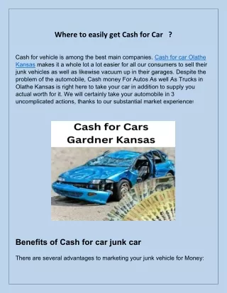 Where to easily get  cash for car