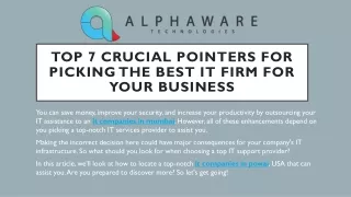 Top 7 Crucial Pointers for Picking the Best