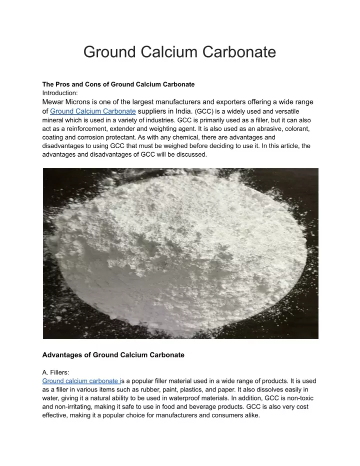 ground calcium carbonate
