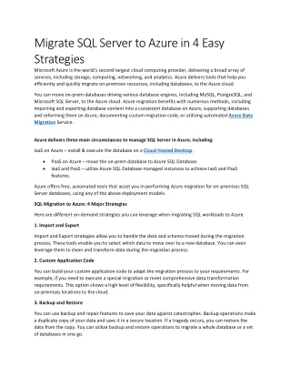Migrate SQL Server to Azure in 4 Easy Strategies