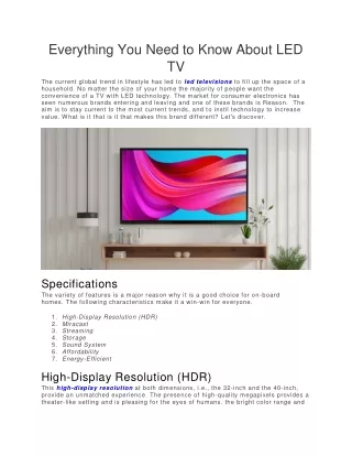 Everything You Need to Know About LED TV